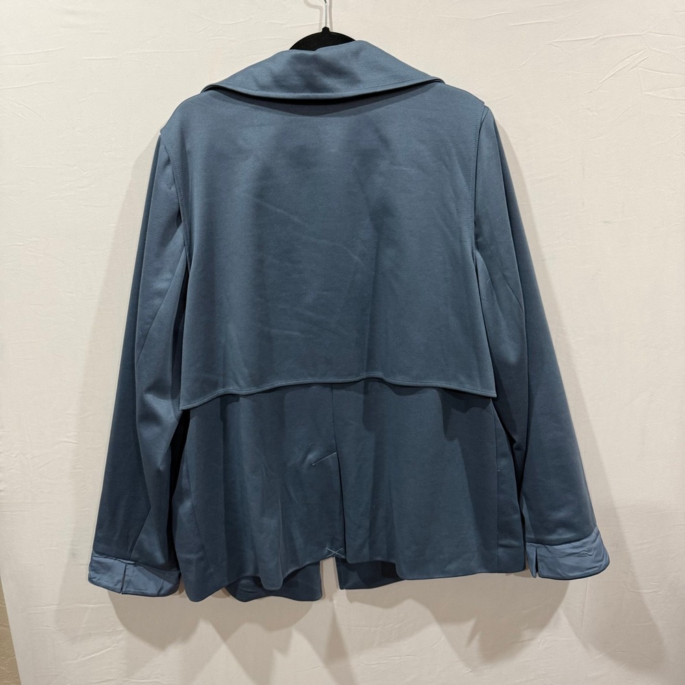 Adrianna Papell‎ Dusty Blue Trench Jacket With Back Yoke XL - Picture 2 of 10